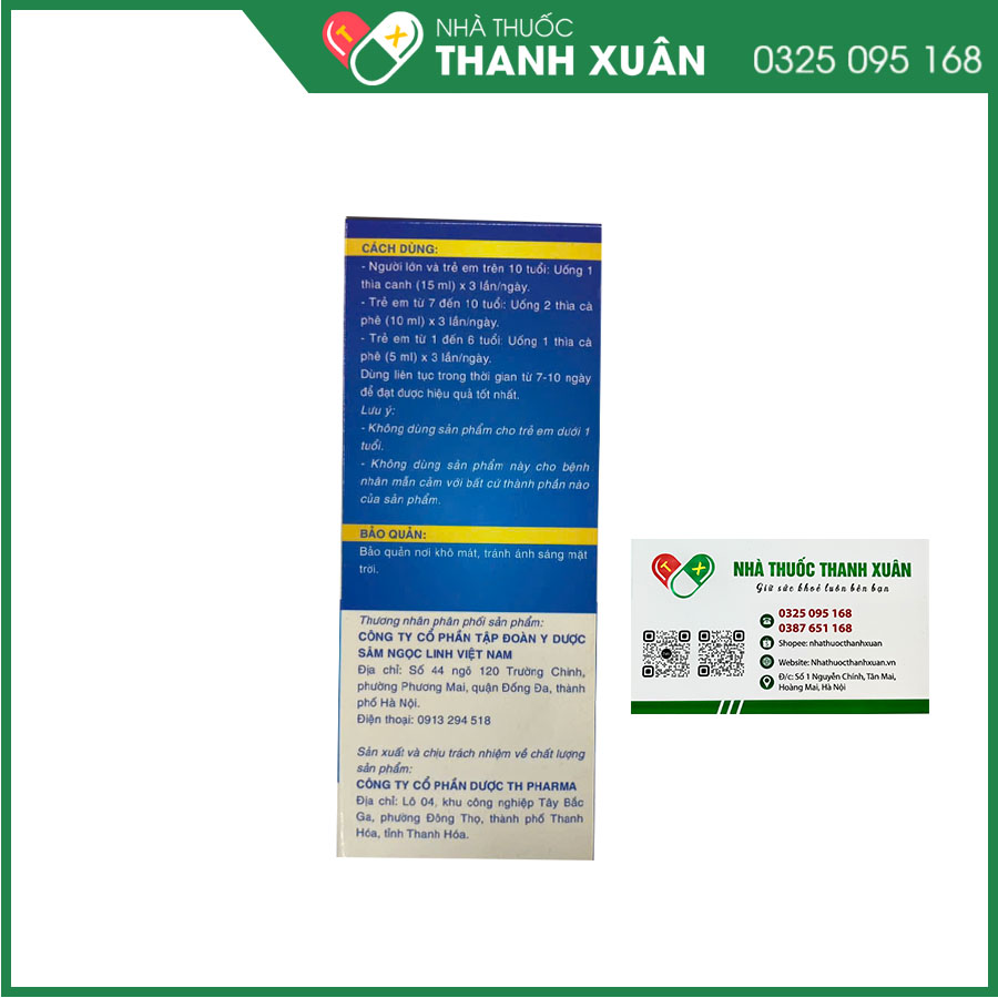 Bổ phế Thanh Hoa cải thiện triệu chứng ho có đờm